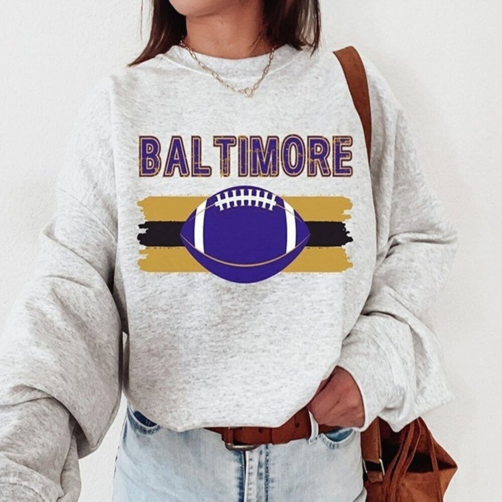 Baltimore Football Ravens Sweatshirt NFL Retro Crewneck Fan Gift